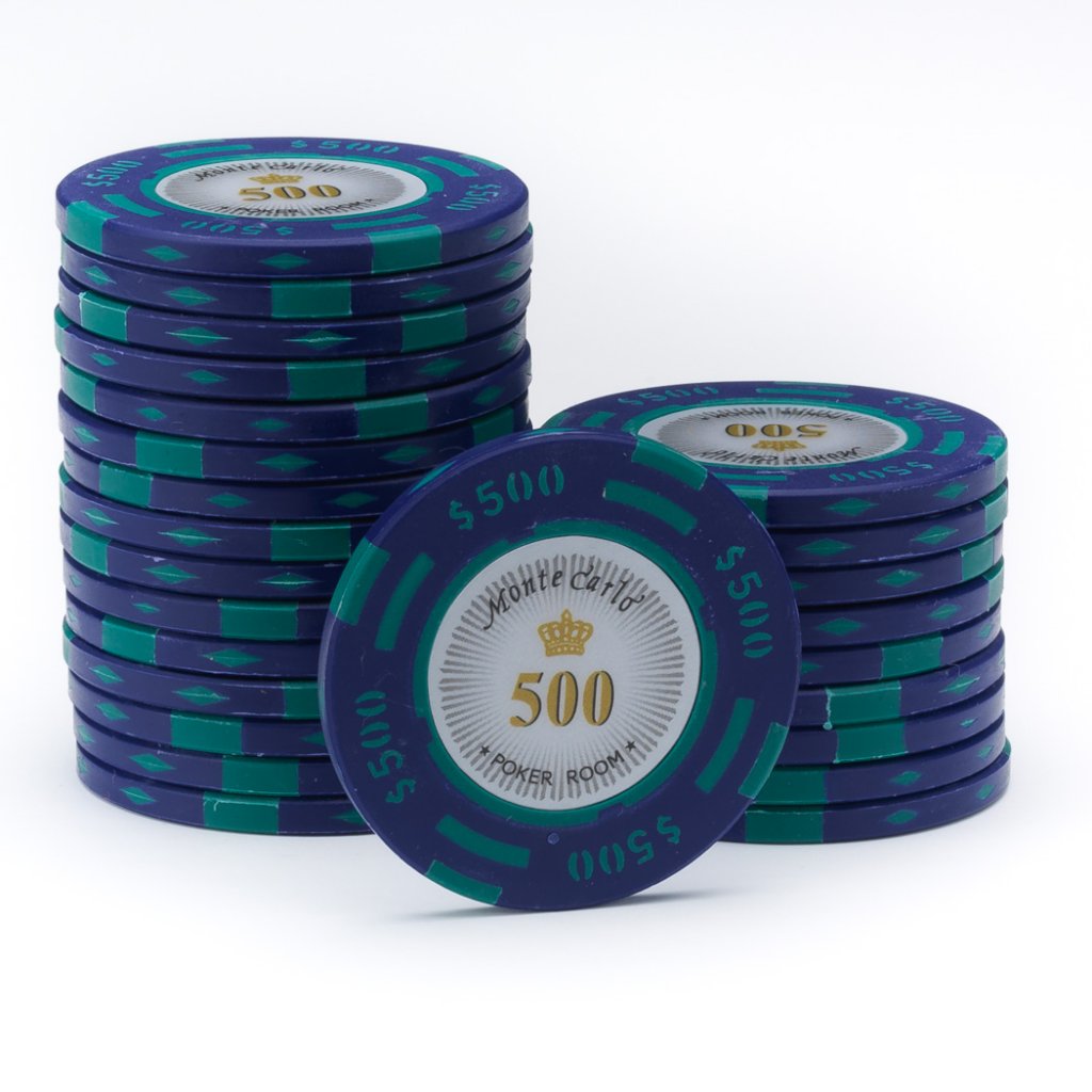 50 $500 Monte Carlo Poker Room Clay Composite 14 Gram Poker Chips By MRC